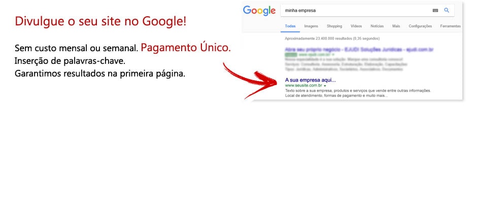 Divulgação na primeira página do Google